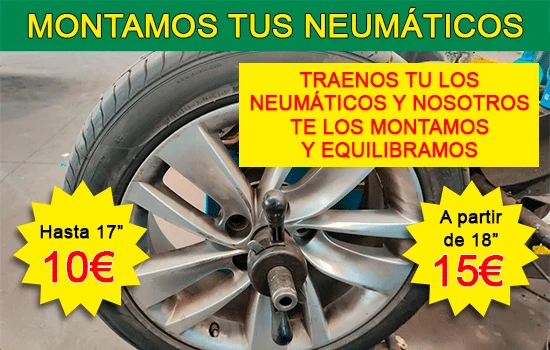Hasta 17" - 10€, a partir de 18" - 15€, llantas o neumáticos especiales preguntar