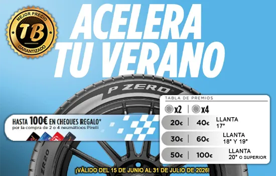 Hasta 100€ en cheques regalo con Pirelli