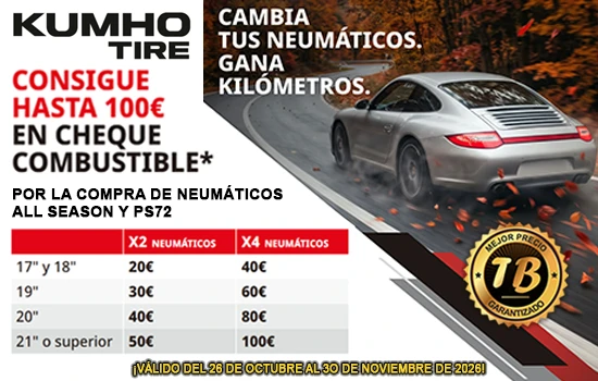 Hasta 100€ en cheque combustible por la compra de neumáticos Kumho